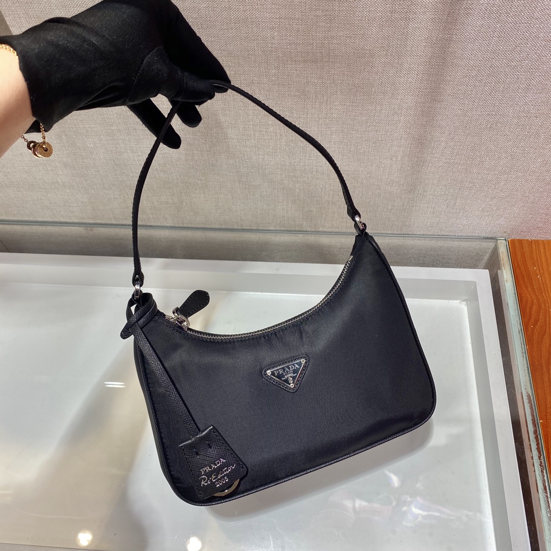 Prada Mini Re Edition 2005 Re Nylon And Saffiano Bag Black 1NE204